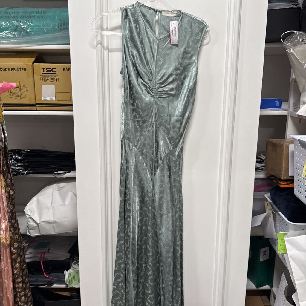 Green Viscose Jacqauard Maxi Dress