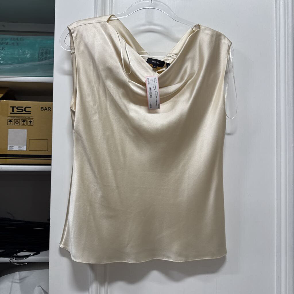Cream Silk Cowl Neck Top