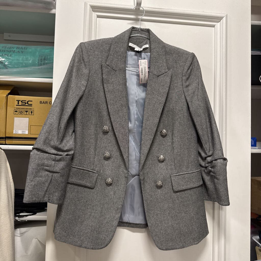 Grey Cotton/Wool Blend Blazer