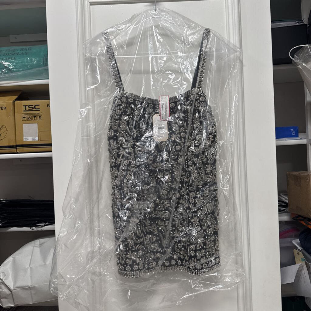 Black Silver Embellished Mini Dress (NWT 1498)
