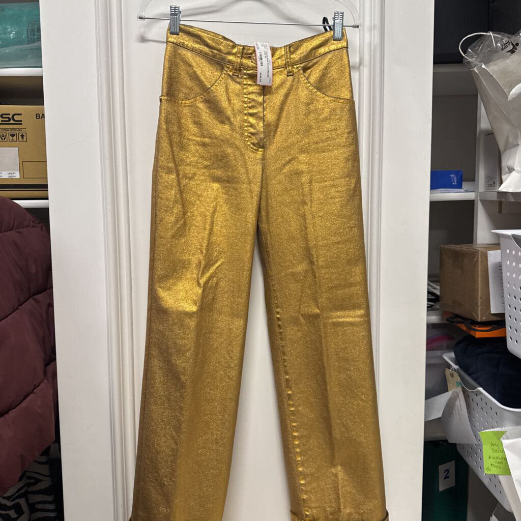 Gold Cotton Metallic Pant