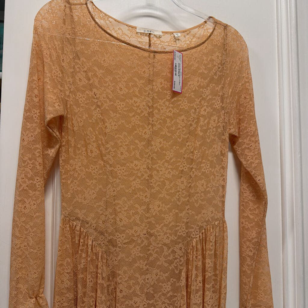 Peach Lace LS Maxi Dress (R.598)