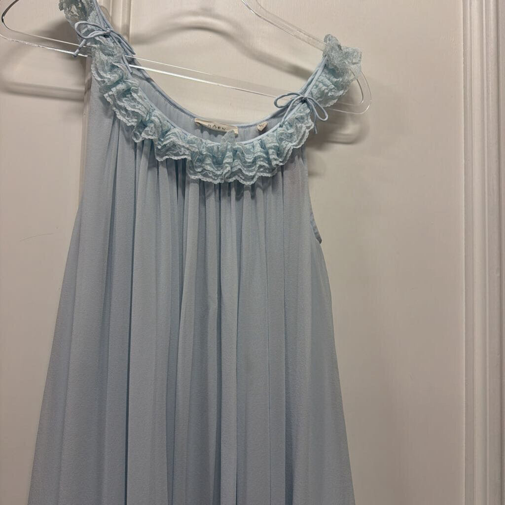 Blue Silk Lace Trim Mini Dress (R.458)