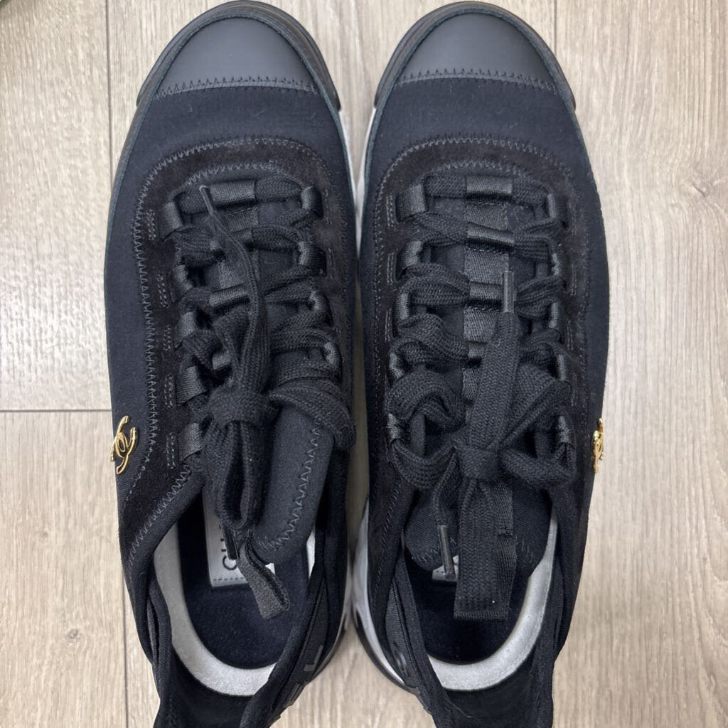 Black Leather Trimmed CC Sneaker