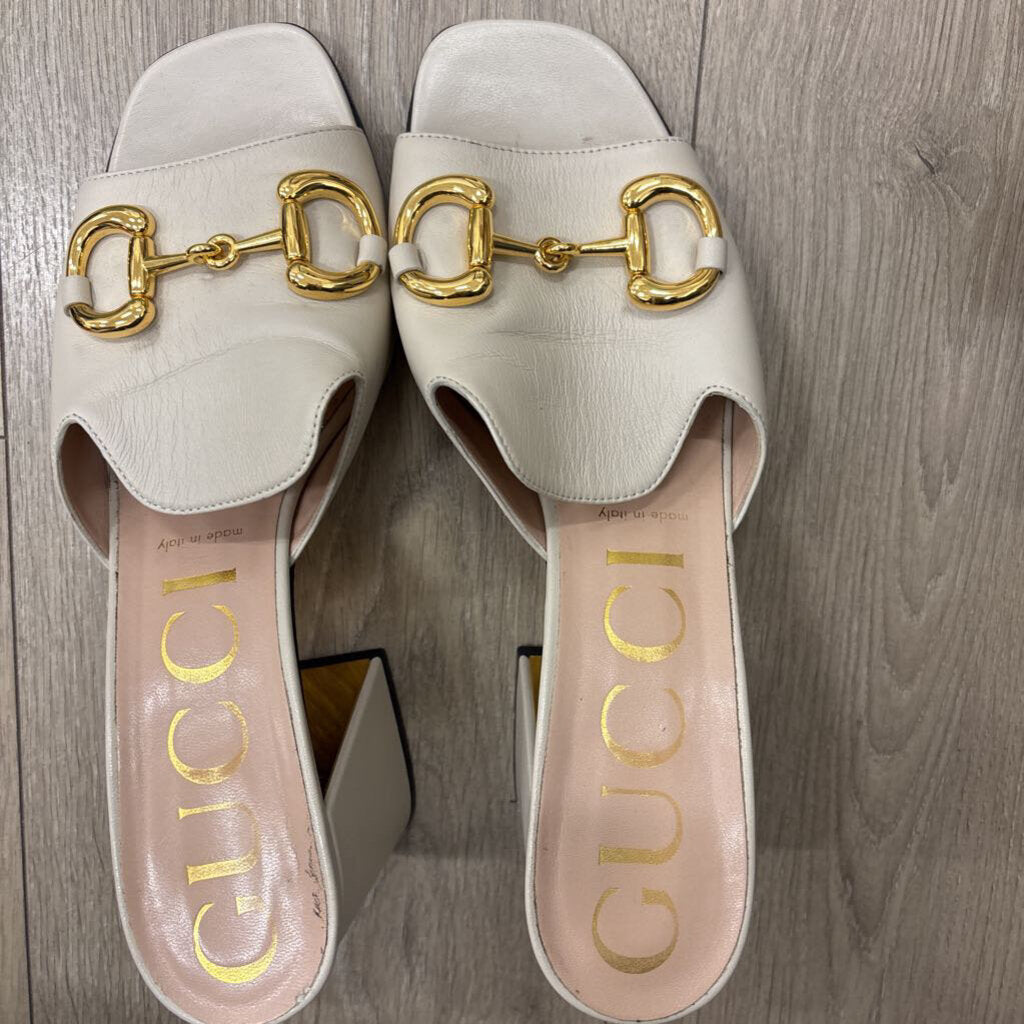 Cream Leather Horsebit Sandal