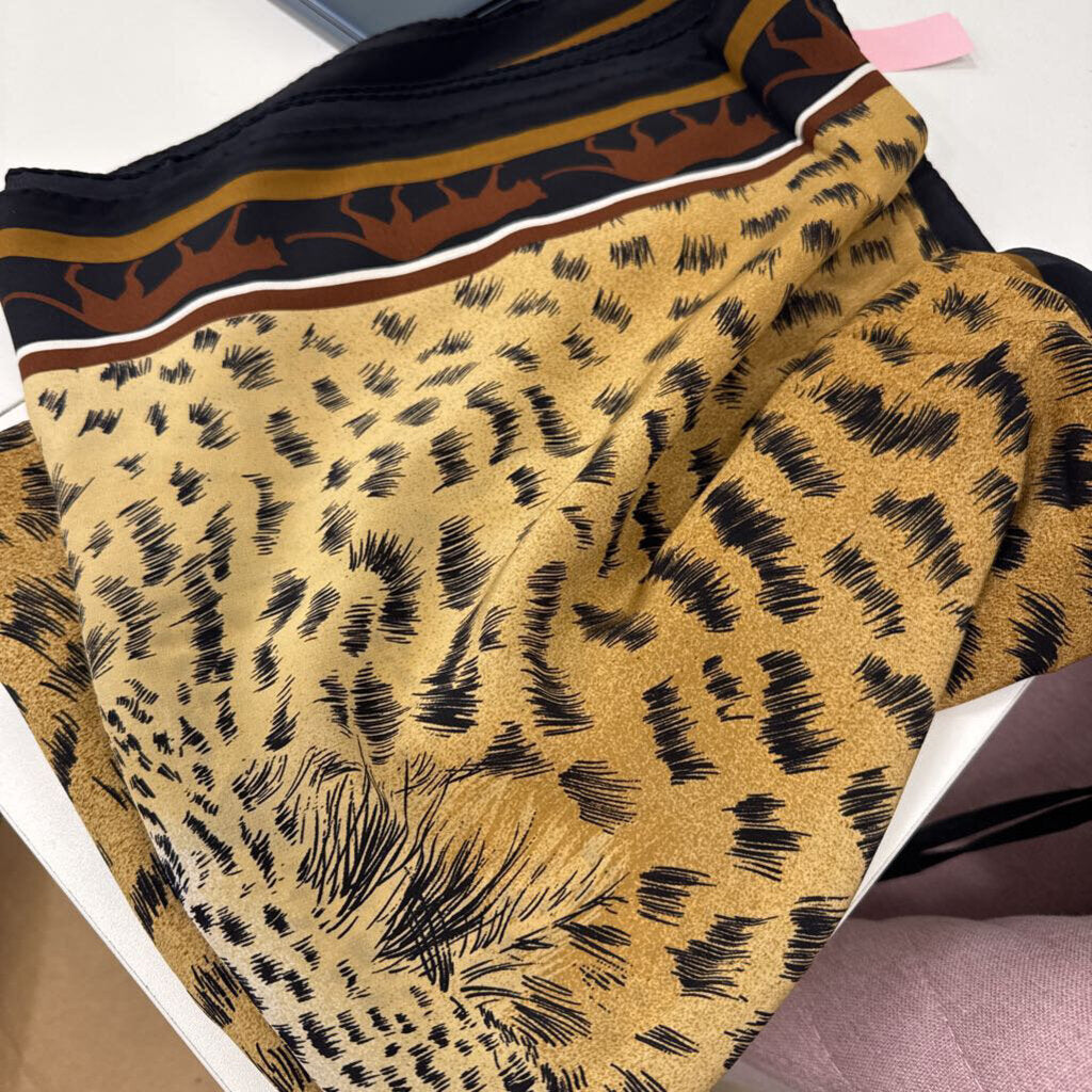 Gianni Versace Cat Print Silk Scarf