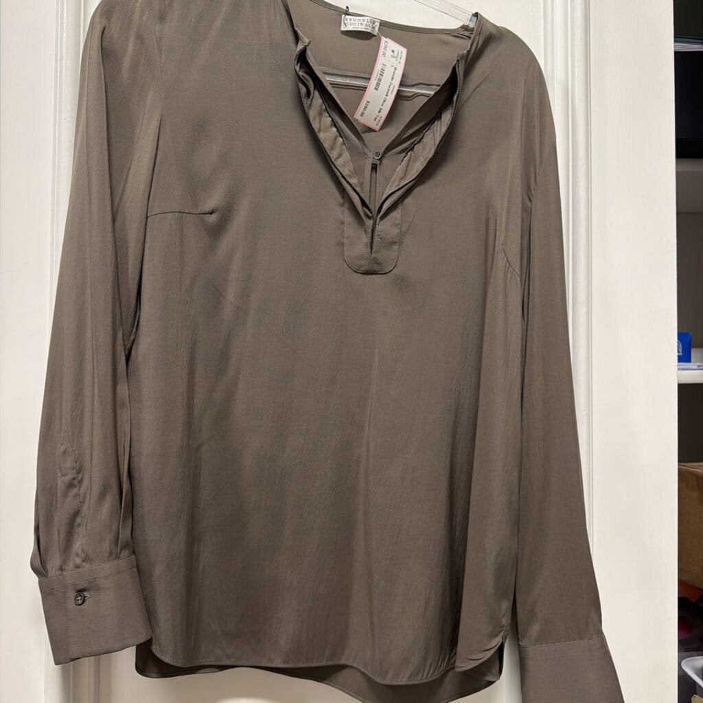 Olive Silk Top