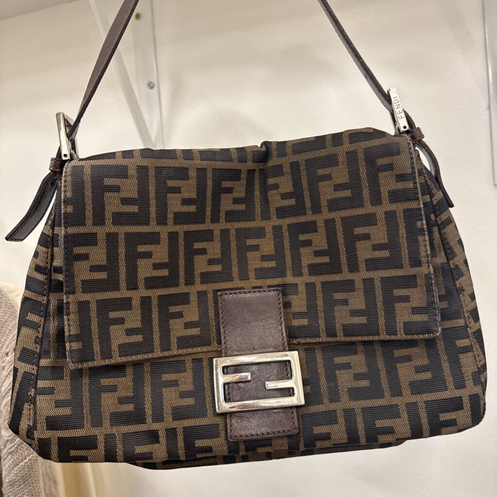 Brown Canvas Zucca Mamma Shoulder Bag