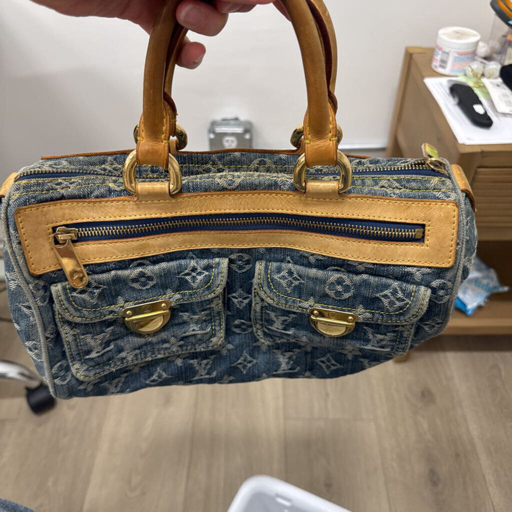 Monogram Denim Neo Speedy Bag (as is-interior/corners