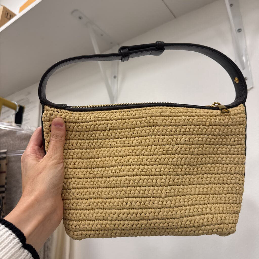 Beige Raffia Mini Wallace Shoulder Bag (2700)