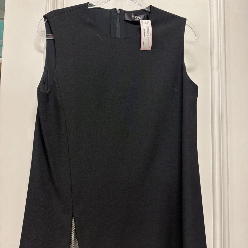 Black Wool Mesh Panel Dress