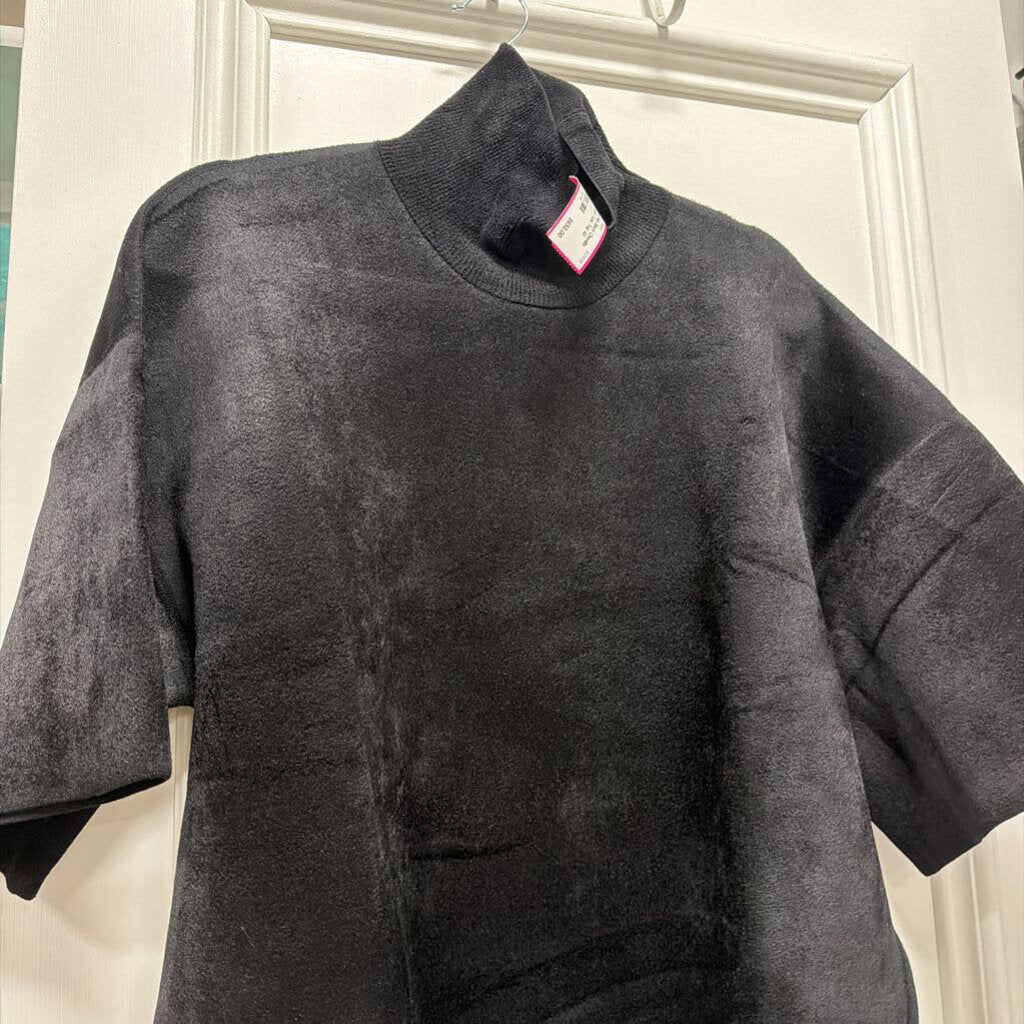 Black Chenille Turtleneck Tunic Top