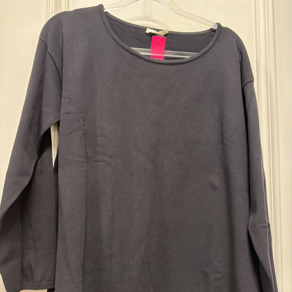 Black Viscose/Poly Sculptural Top