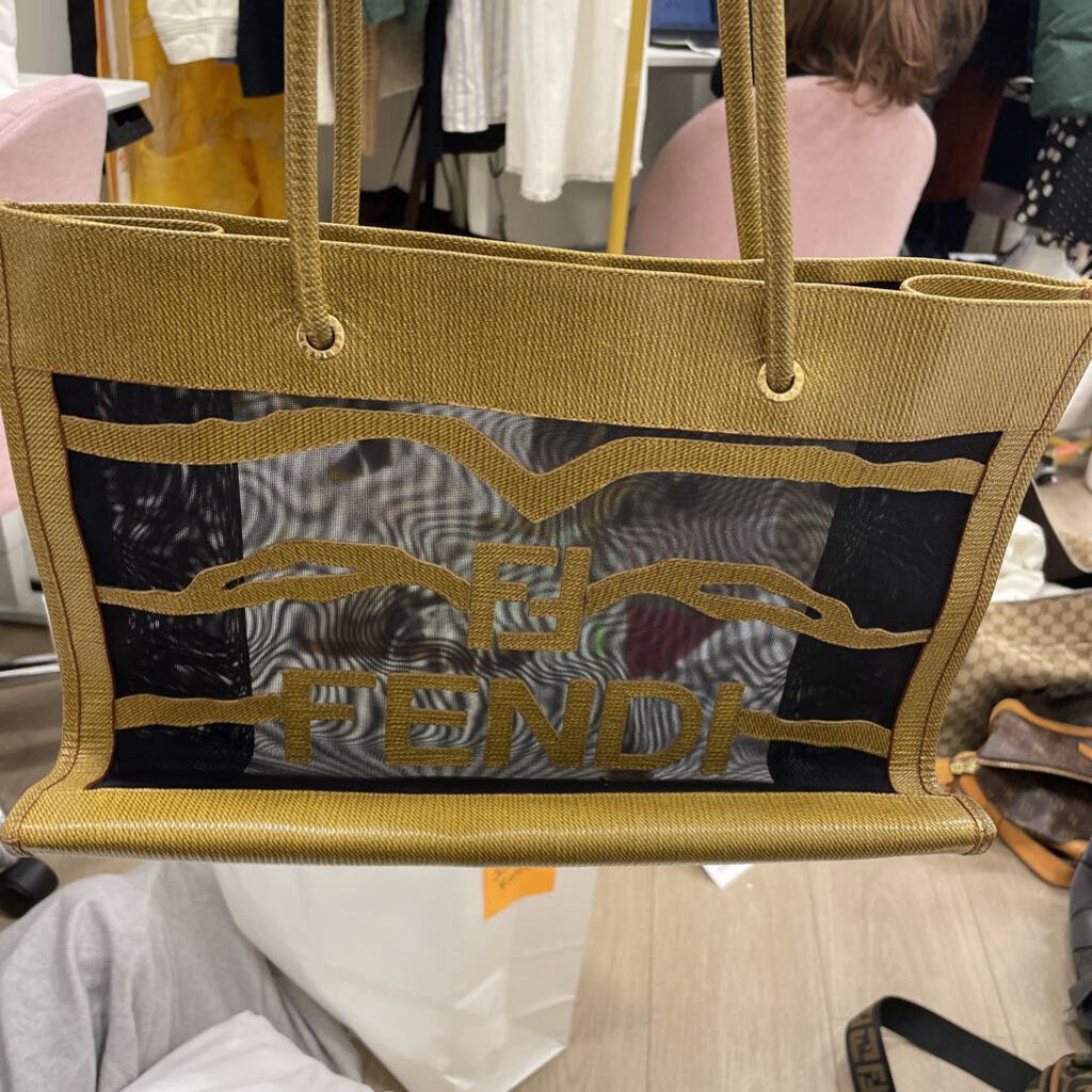Black/Gold Mesh Loop Tote