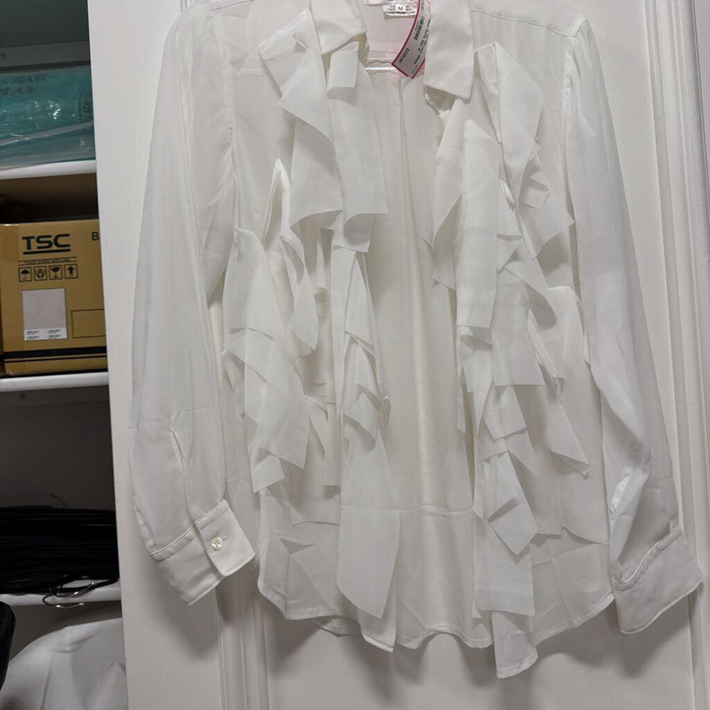 White Sheer Ruffle Shirt