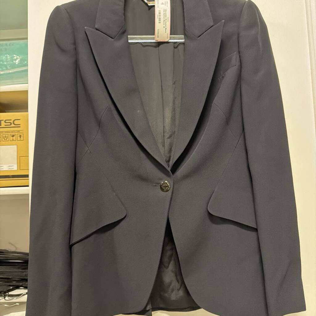 Black One Button Blazer