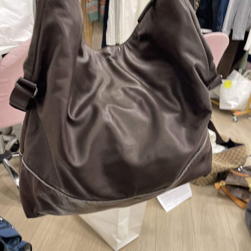 Brown Leather Monolith Tote