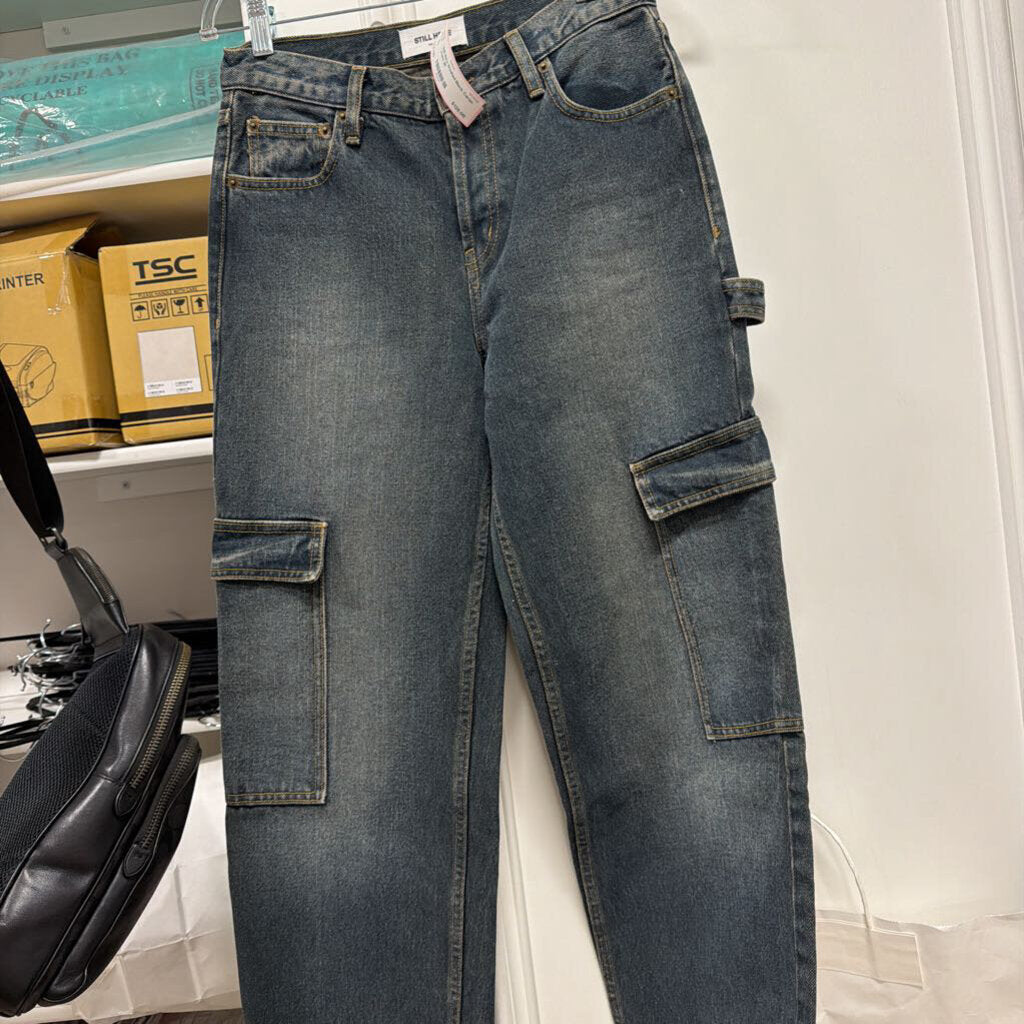 Washed Black Cargo Jeans