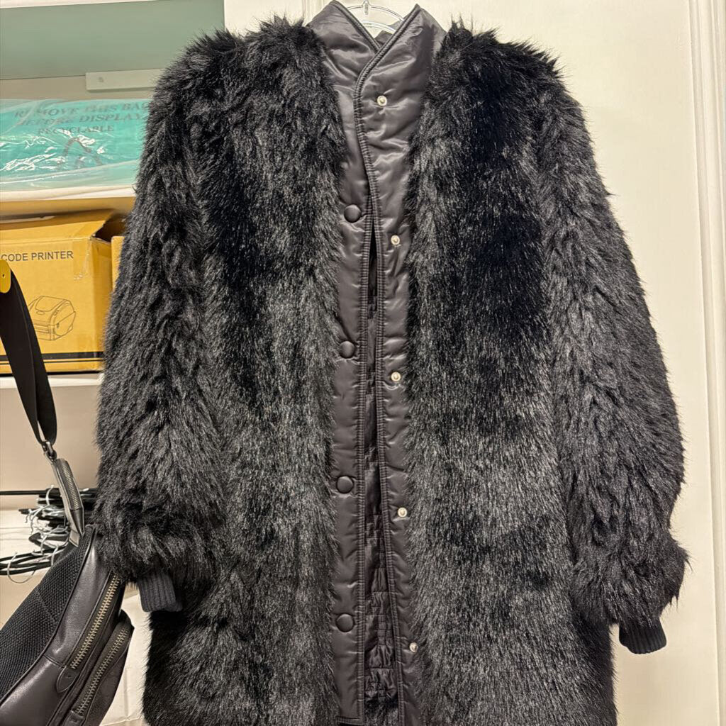 Black Faux Fur Coat