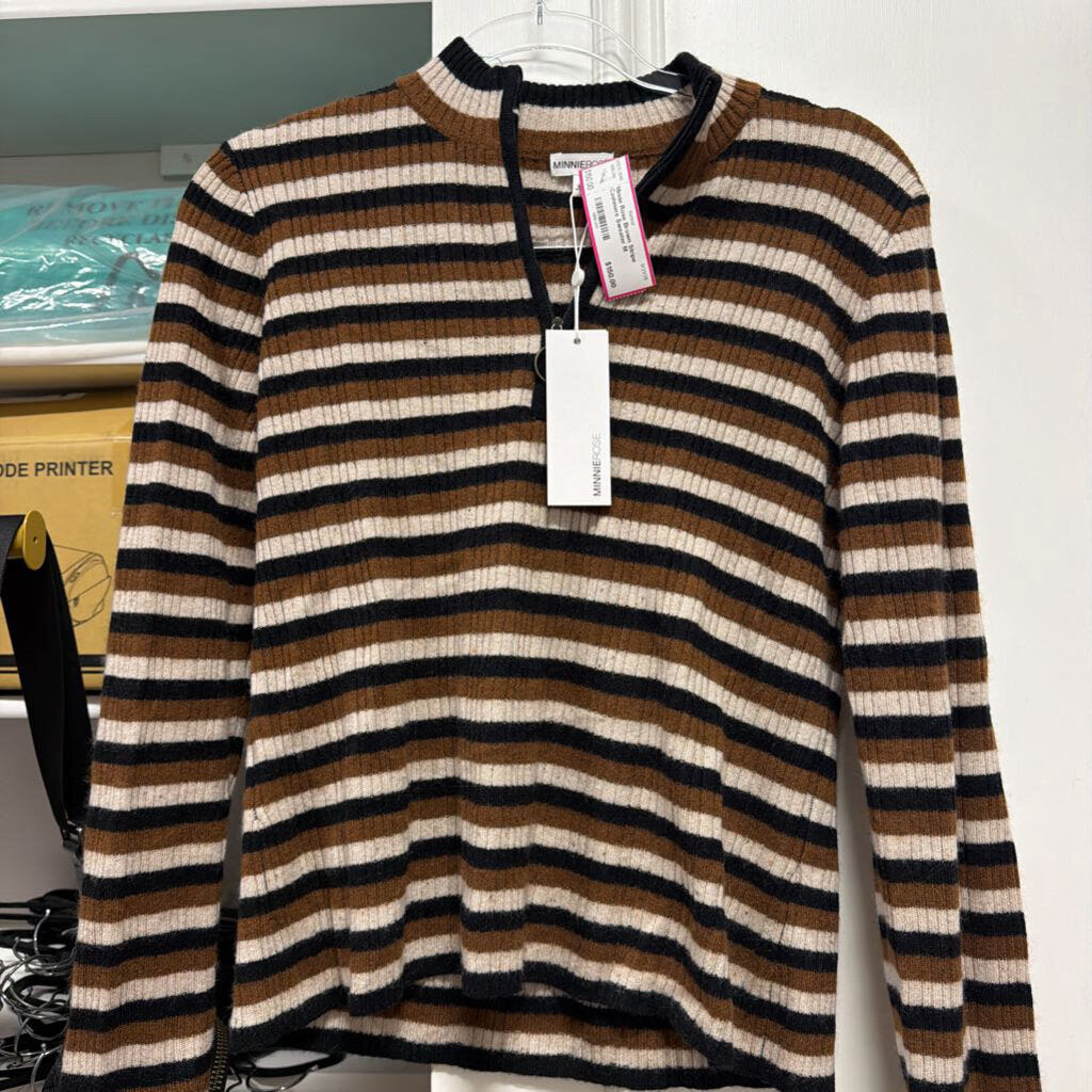 Brown Stripe Cashmere Sweater