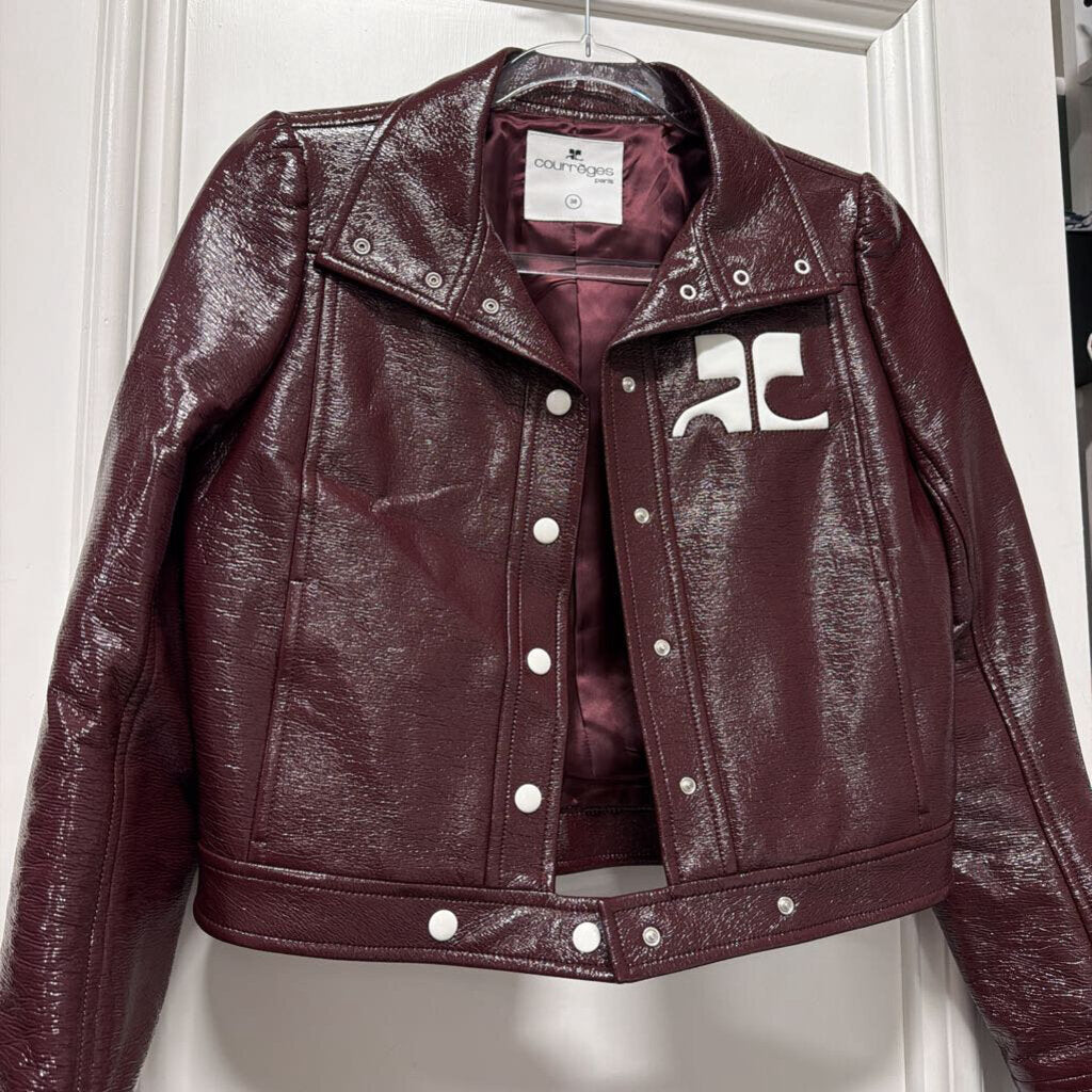 Maroon Vinyl Logo Cropped Jacket (1350)