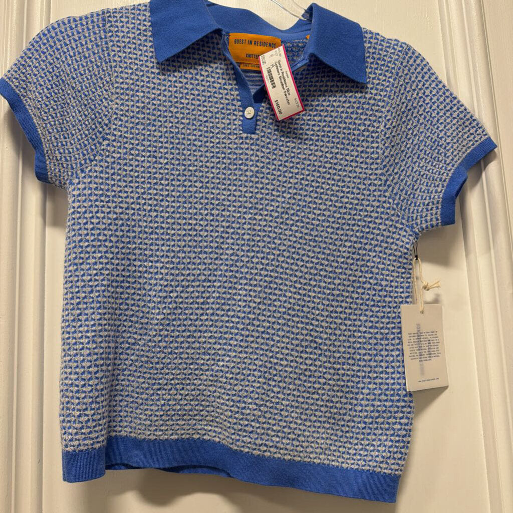Blue Cashmere Shrunken Sweater Polo (NWT 295)