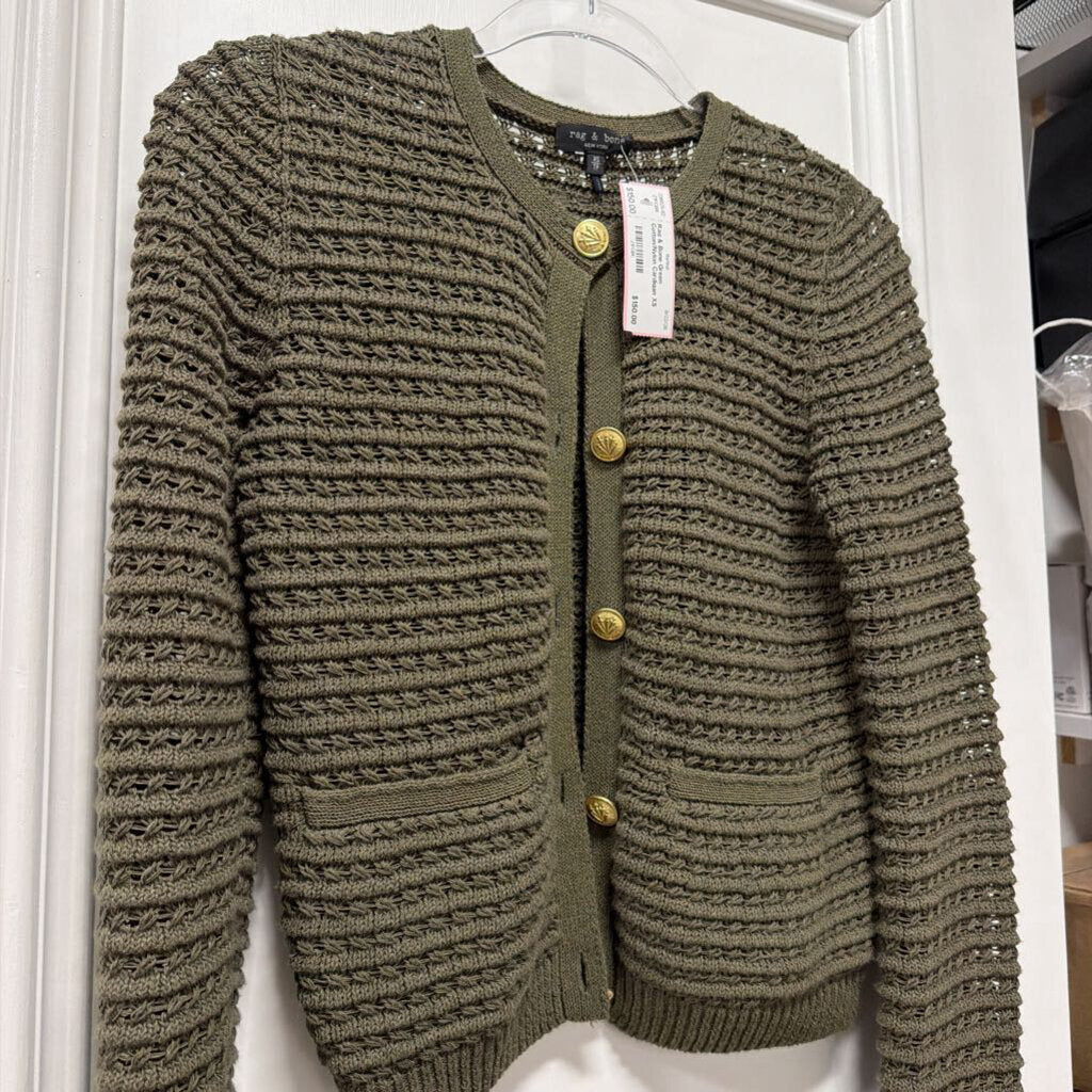 Green Cotton/Nylon Cardigan