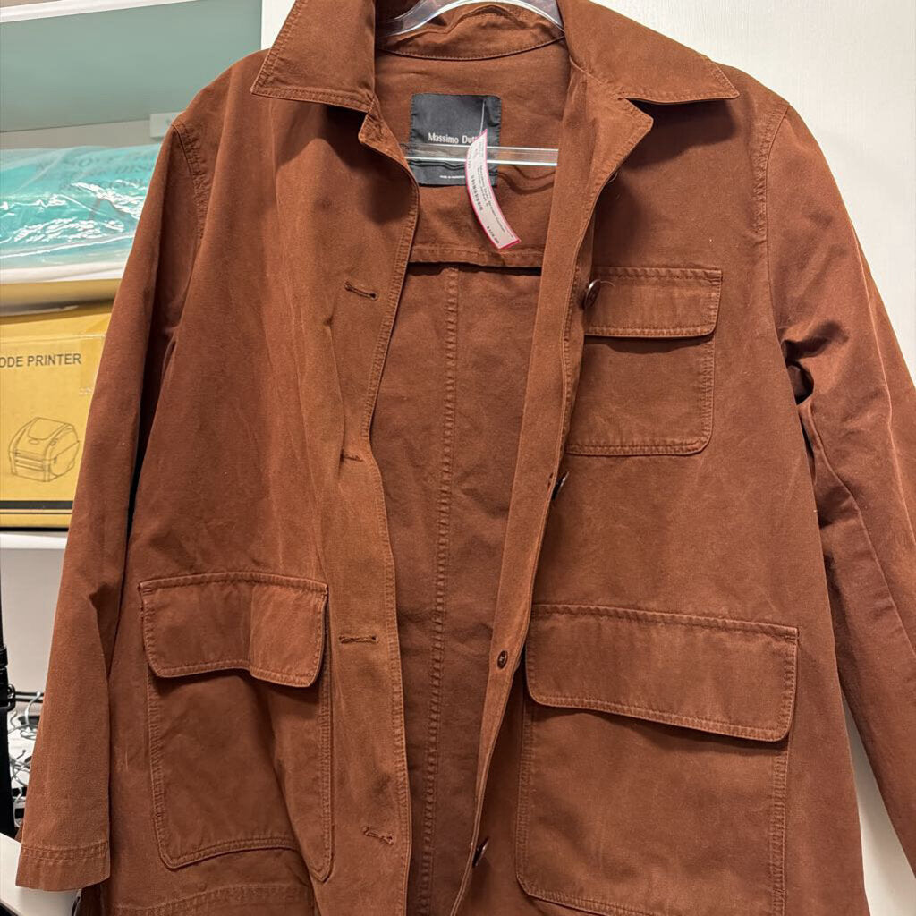 Brown Cotton Button Jacket