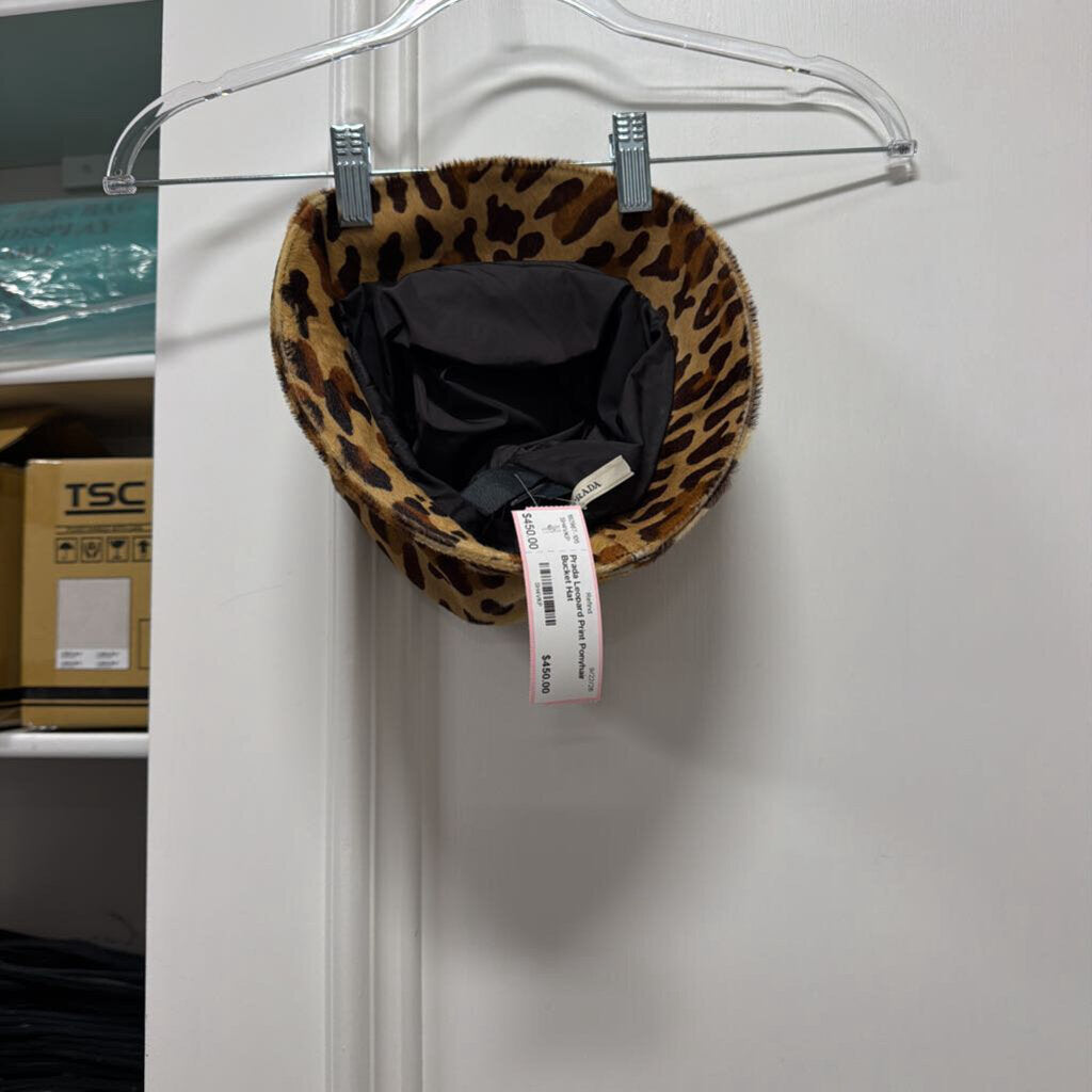 Leopard Print Ponyhair Bucket Hat