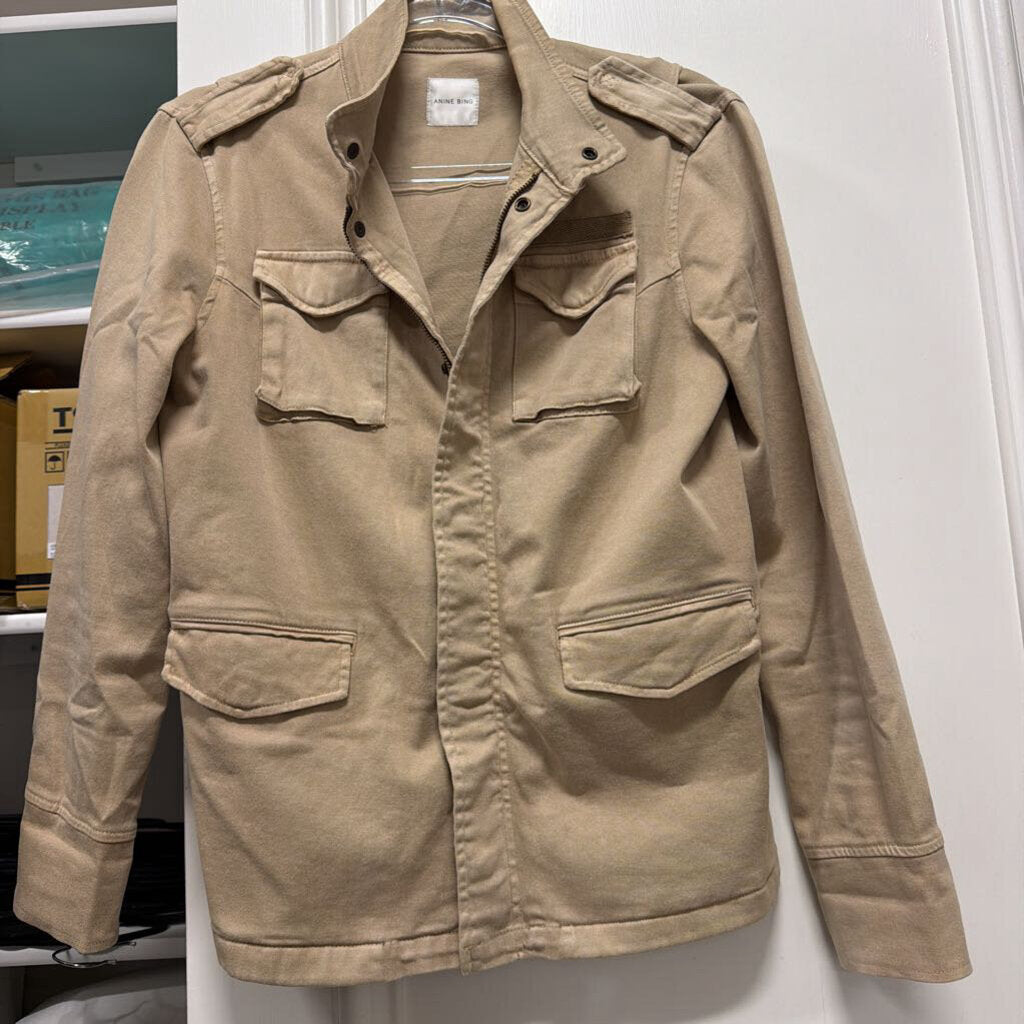 Beige Cotton Utility Jacket