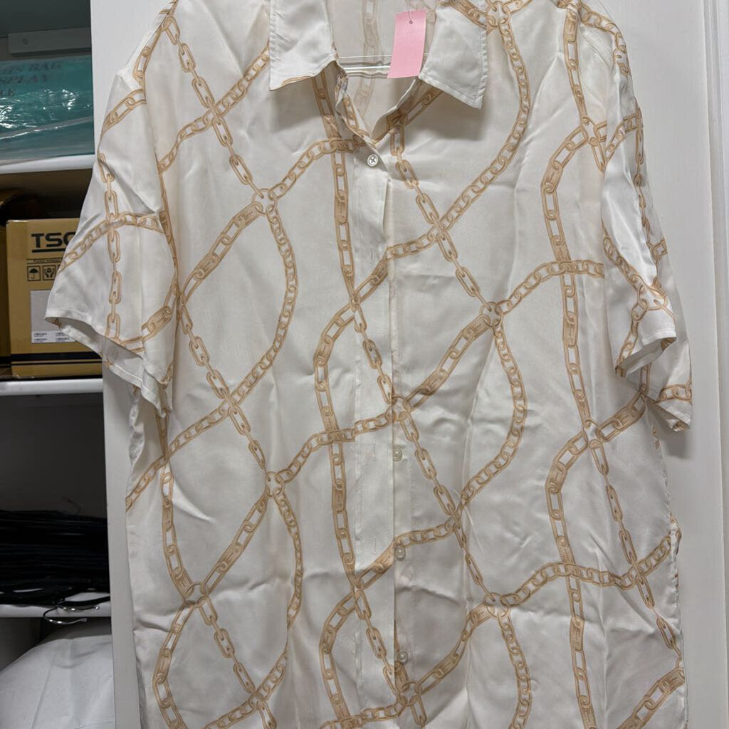 Cream/cold Chain Print Cupro/Viscose Shirt Dress