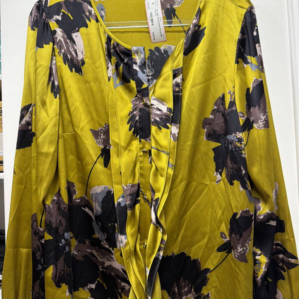 Chartreuse Floral Silk Top