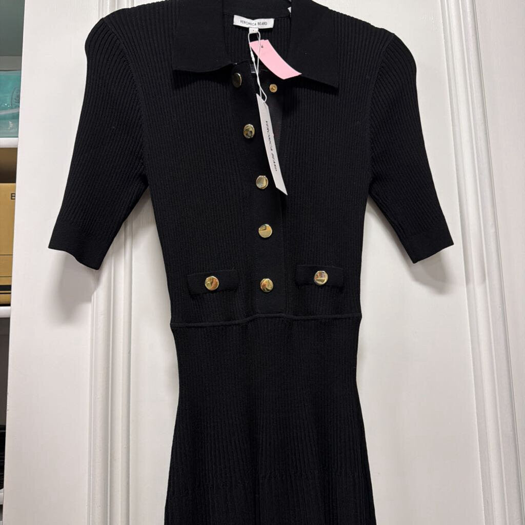 Black Viscose Blend Knit Polo Dress (NWT)