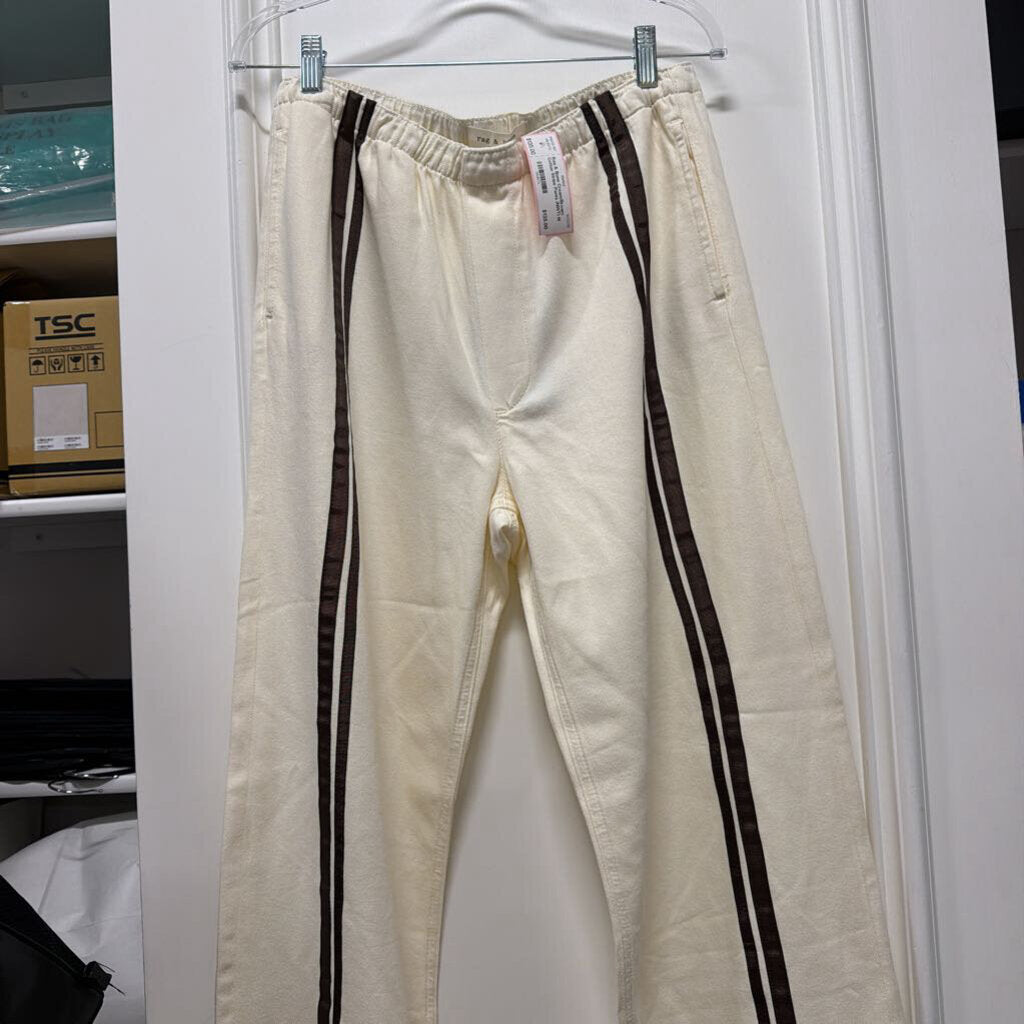 Cream/Brown Cotton Stripe Pants (NWT)