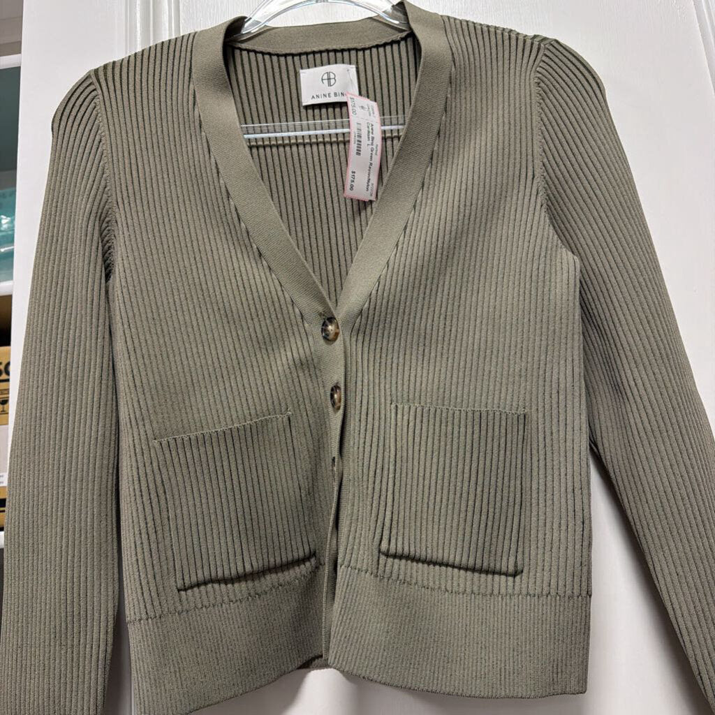 Green Rayon/Nylon Cardigan