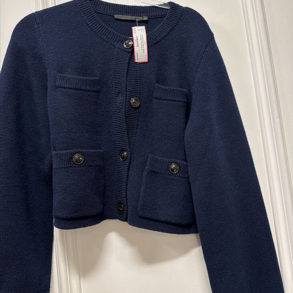 Navy Wool Cardigan Sweater
