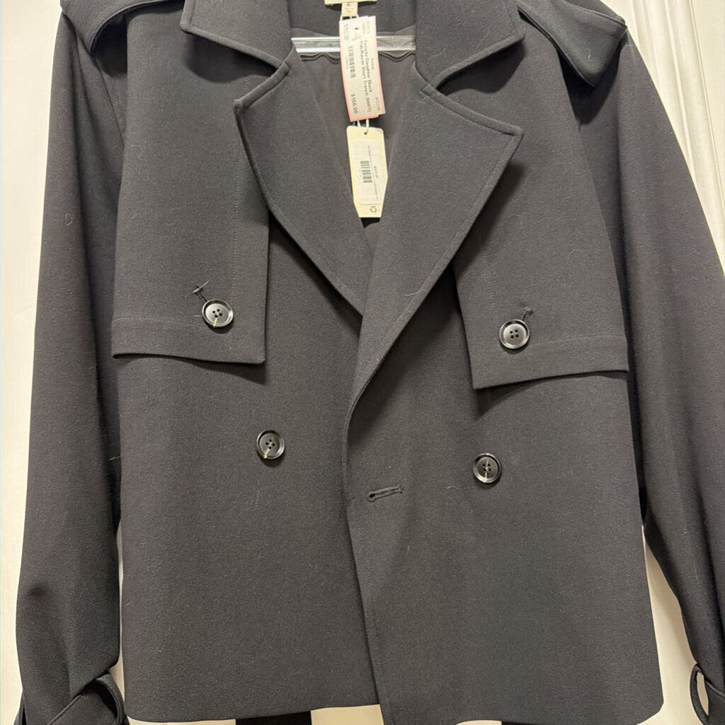 Black Poly/Rayon Short Trench (NWT)