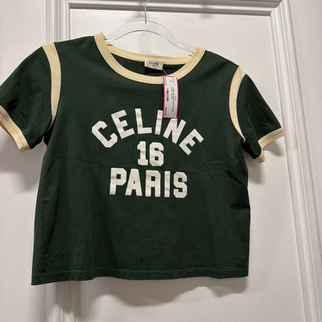 Green/Cream Cotton Logo Tee