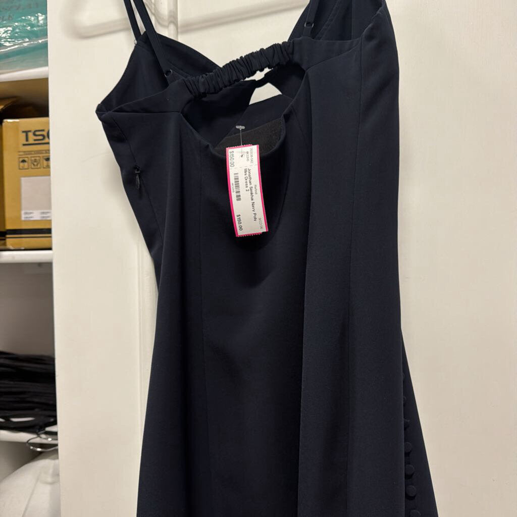 Navy Poly Mini Dress
