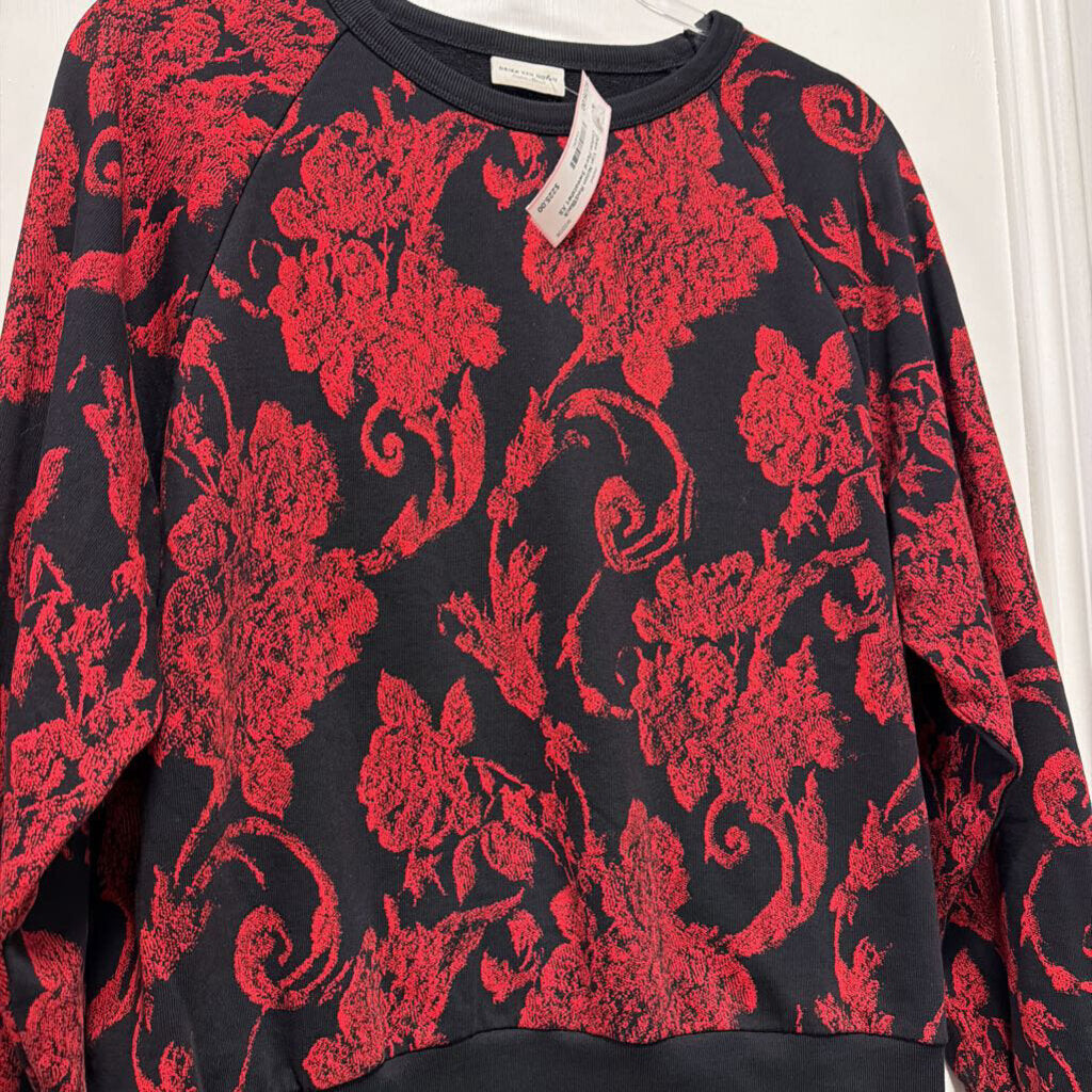 Red/Black Cotton Floral Sweatshirt