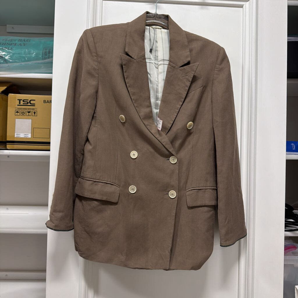 Brown Viscose/Linen Monili Blazer