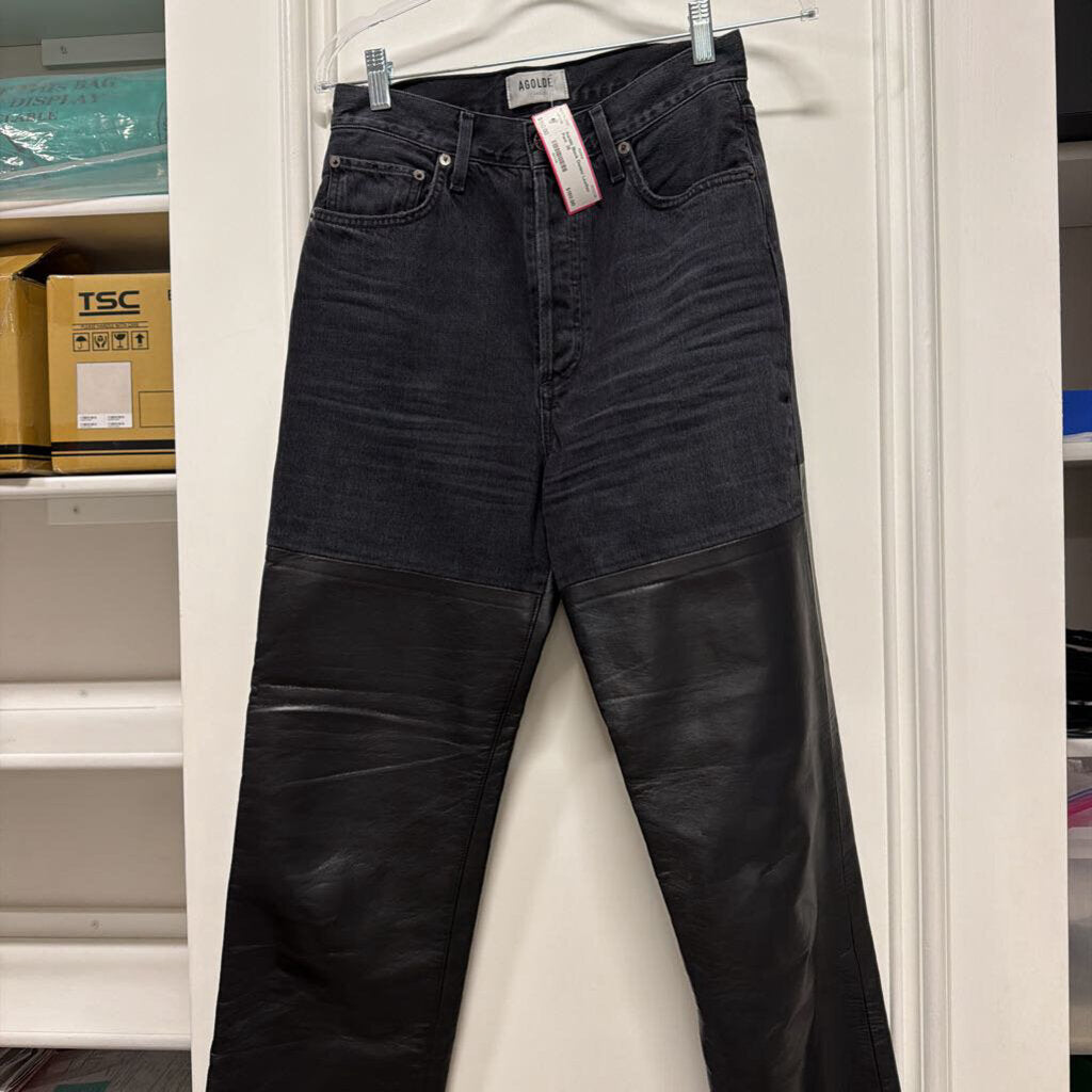Black Denim/ Leather Pant