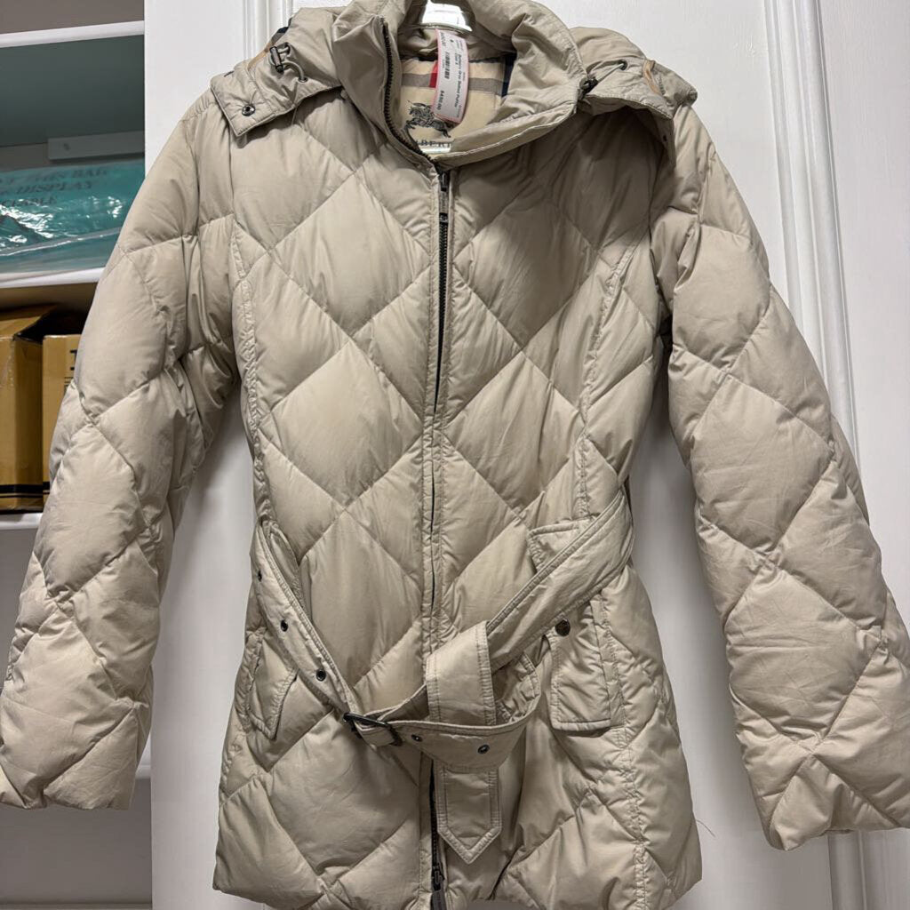 Gray Belted Puffer Coat