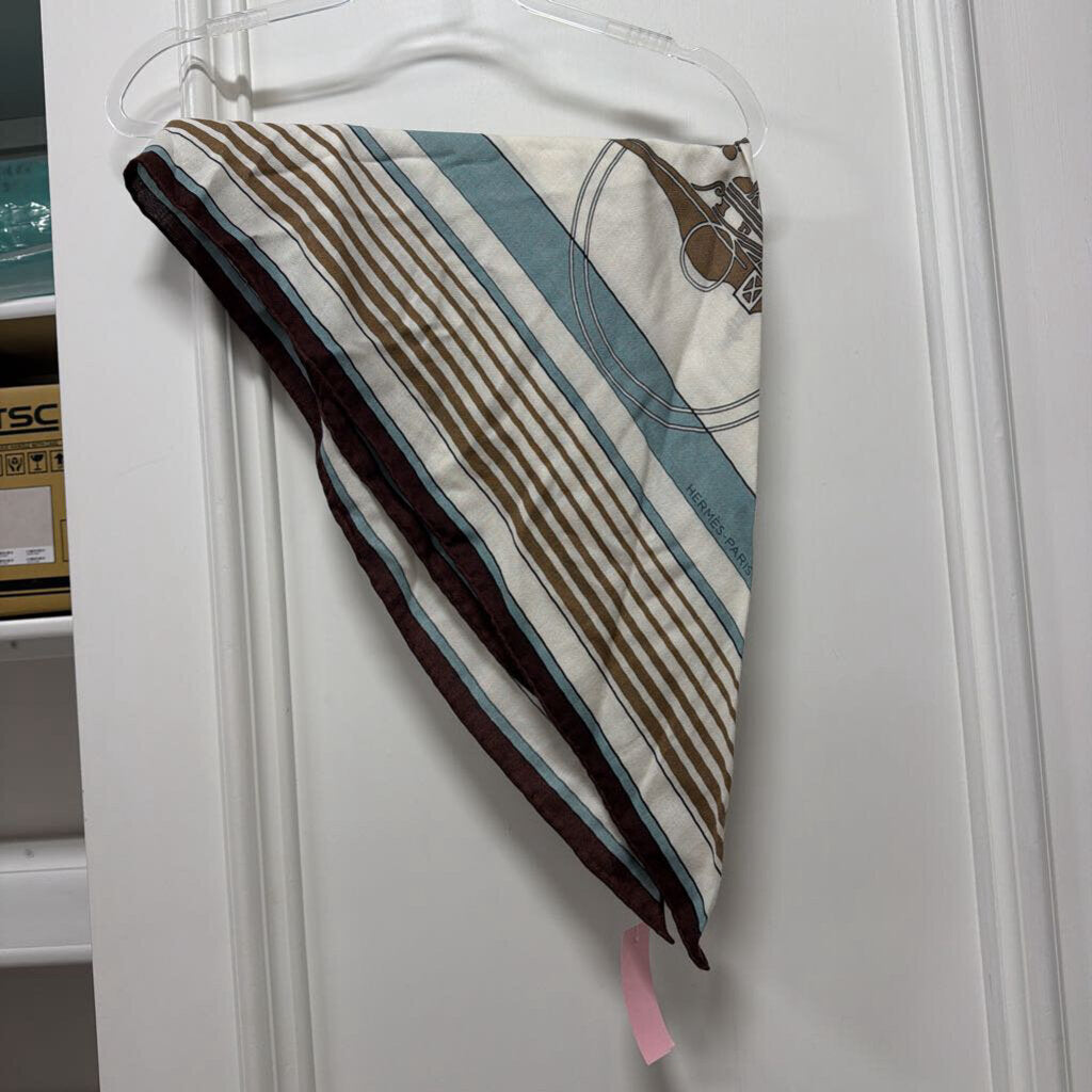 Brown/Blue Cashmere/Silk Triangle Scarf