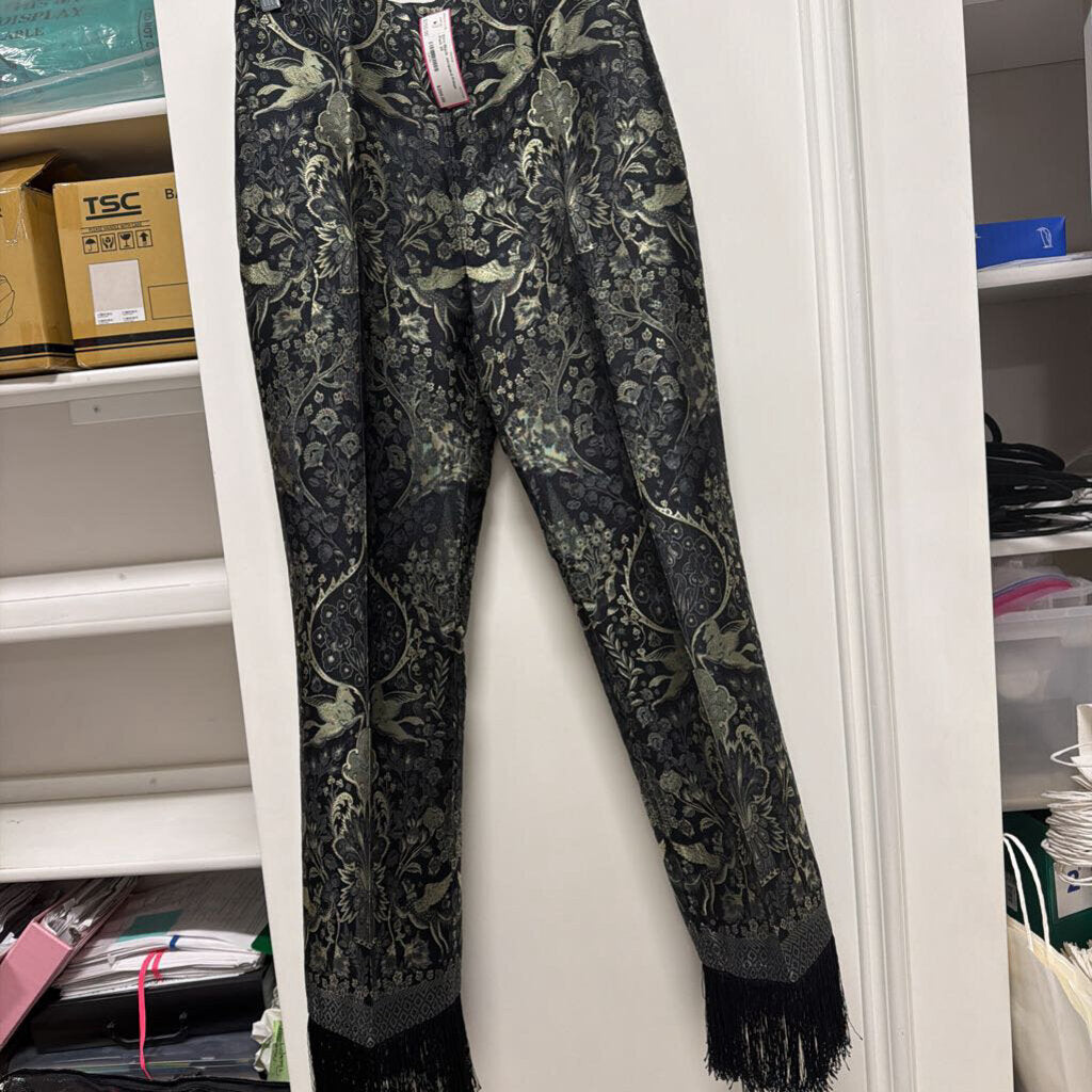 Black Jacquard Fringe Pant
