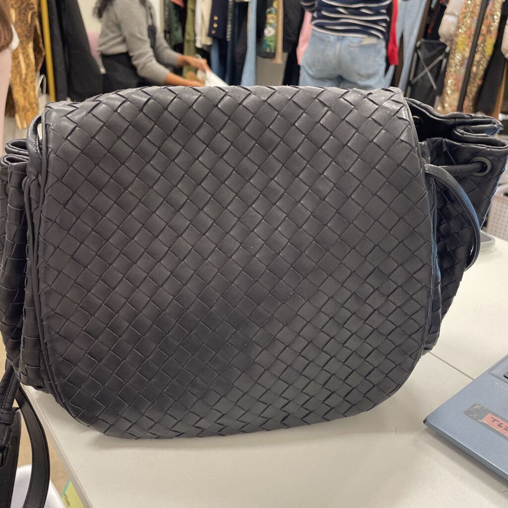 Black Intrecciato Messenger Bag