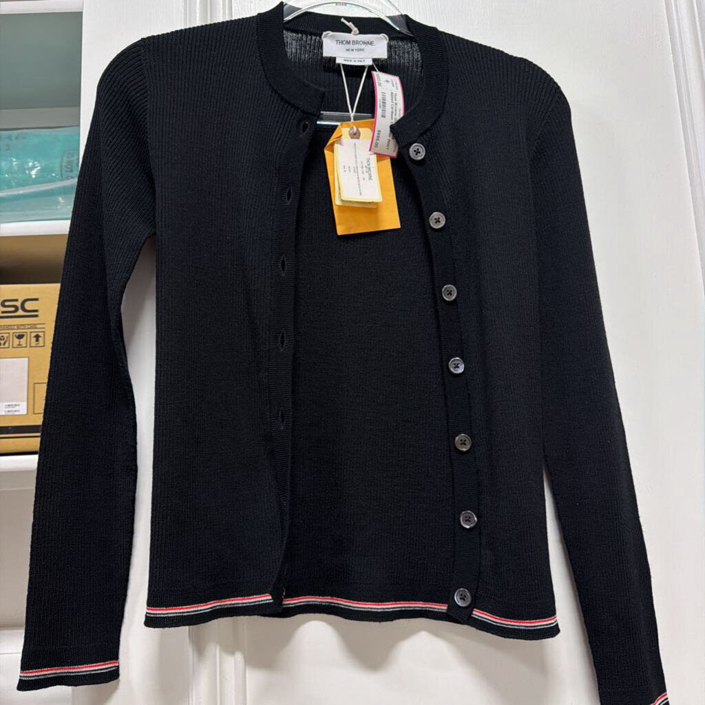 Black Wool Ribbed Cardigan Sweater (NWT 1150)