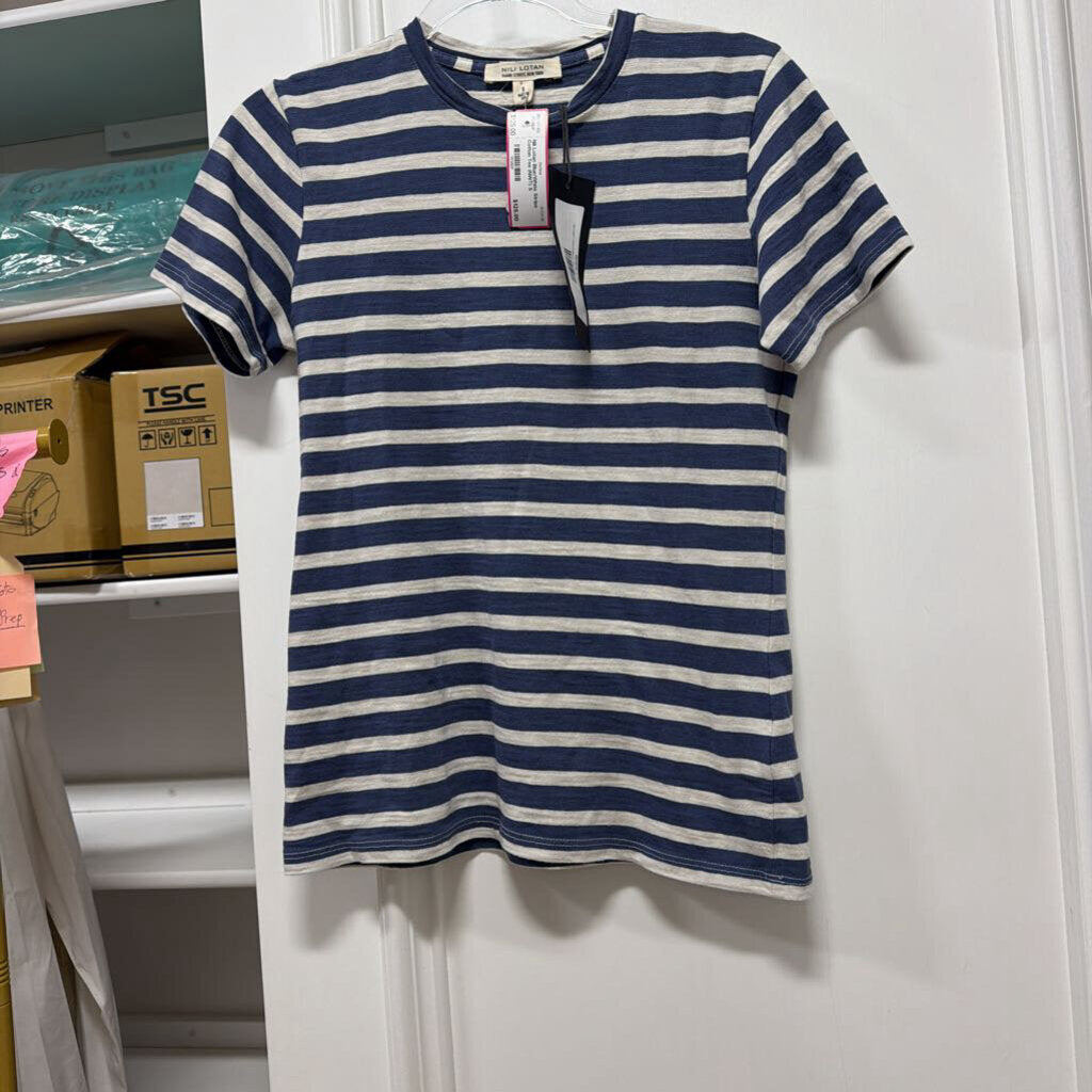 Blue/White Stripe Cotton Tee (NWT)