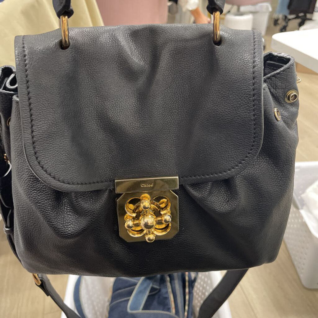 Black Leather Elsie Top Handle Bag(est 1840)