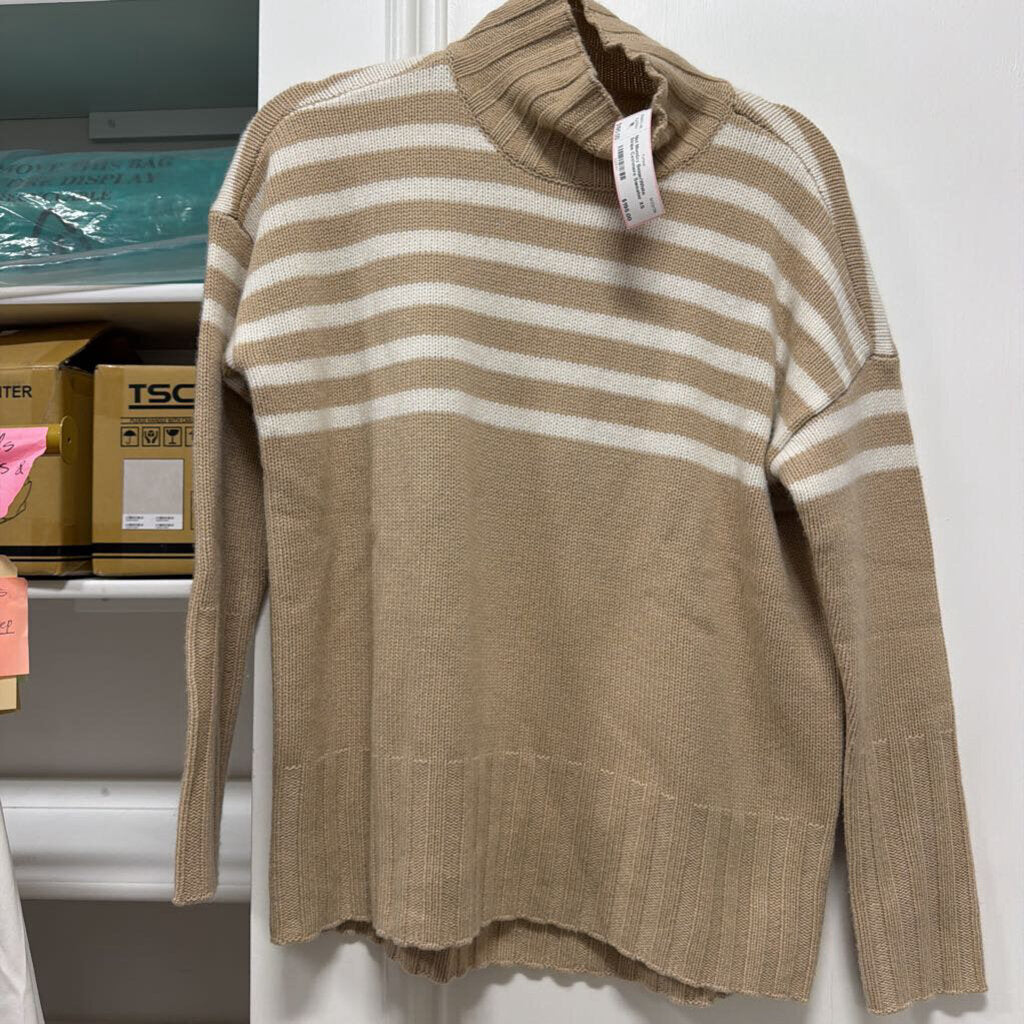 Beige/White Stripe Cashmere Sweater